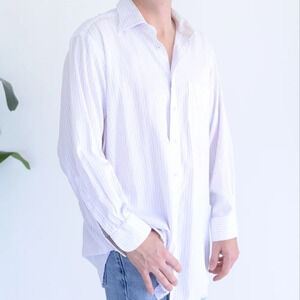 Redford 100% Egyptian Cotton White/ Purple Stripe Dress Shirt - Size 17